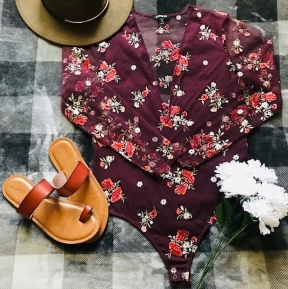 Floral Deep V-Neck Bodysuit